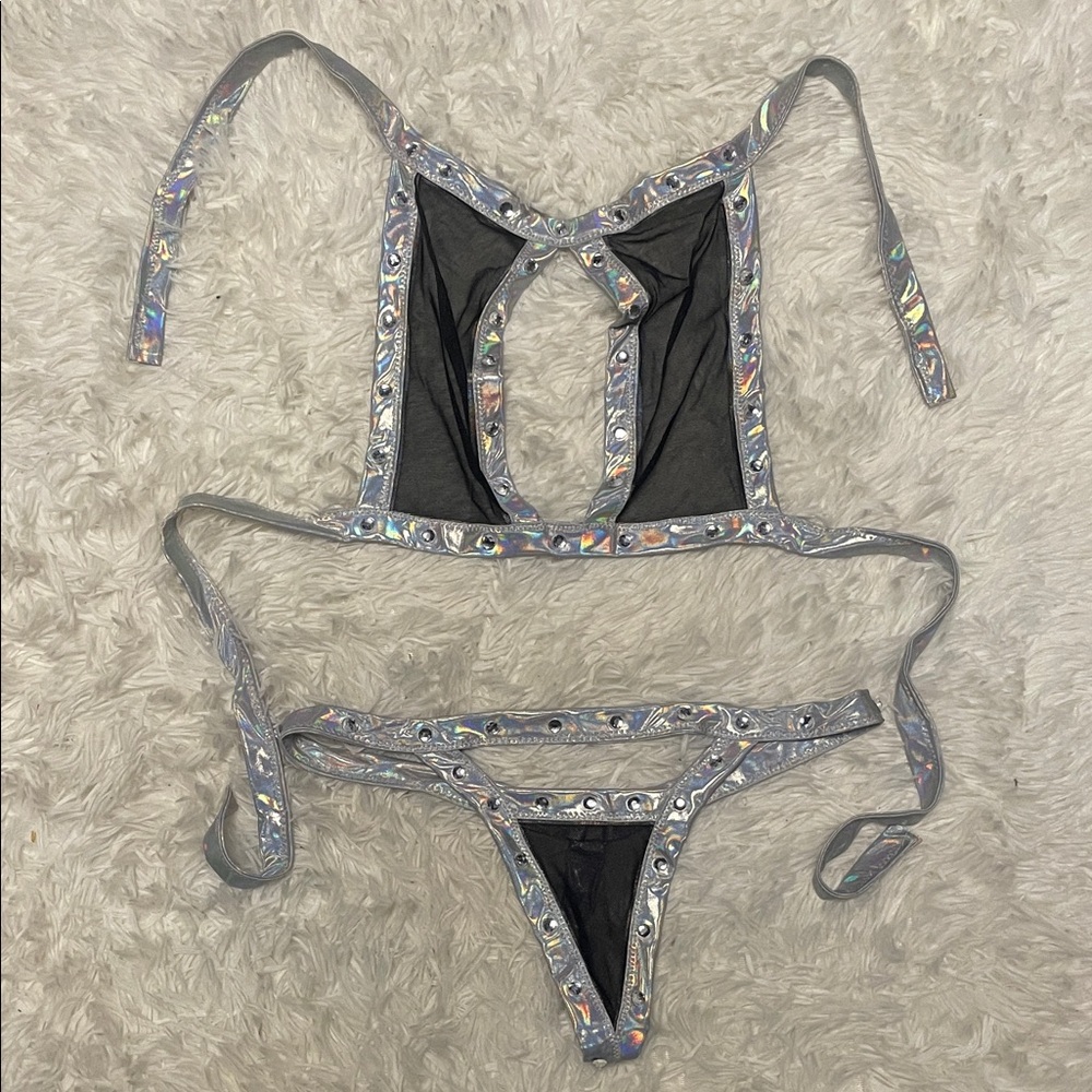 New Holographic Strappy Bikini Set